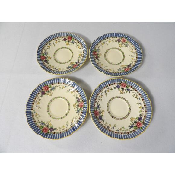Royal Doulton The Vernon D2154 Saucers Set of 4 Floral Antique - Picture 2 of 7